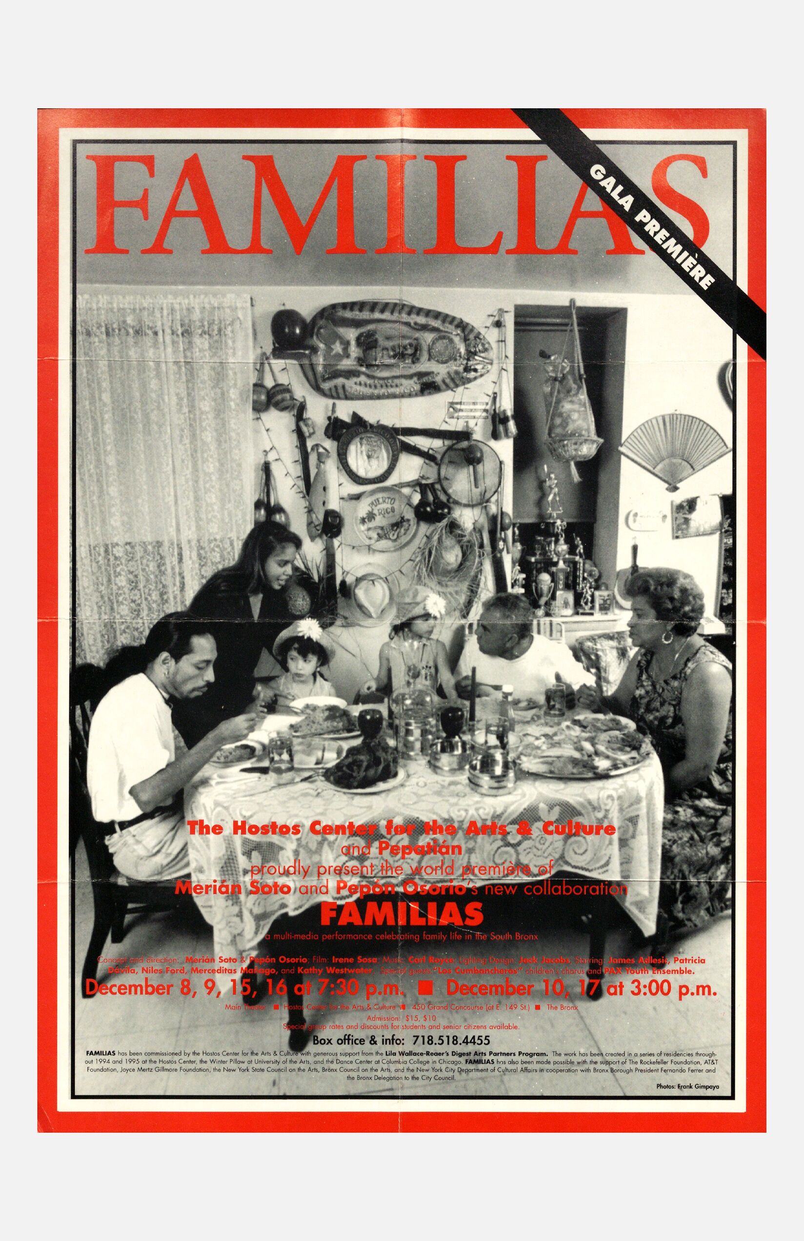 The Hostos Center for the Arts & Culture and Pepatián world premiere of Familias Merián Soto and Pepón Osorio's new collaboration, Familias 