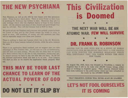 Flyer announcing Frank B. Robinson's new Lessons.